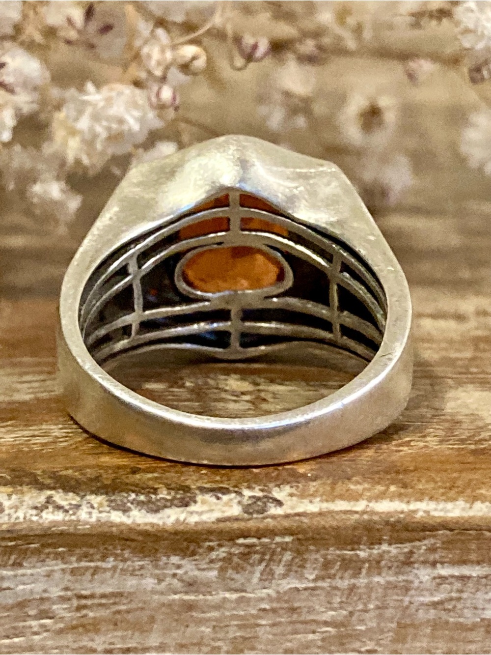 Sterling Silver Ring Band STS Chuck Clemency Silver Orange with Crosses Sz 10 - Picture 6 of 16